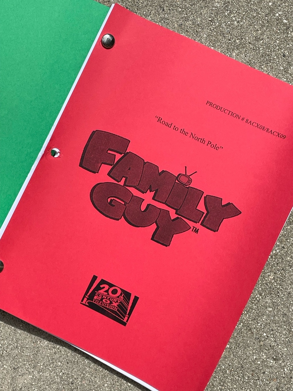 Family Guy 2009 Production Used Table Script ROAD TO The North Pole CHRISTMAS EP